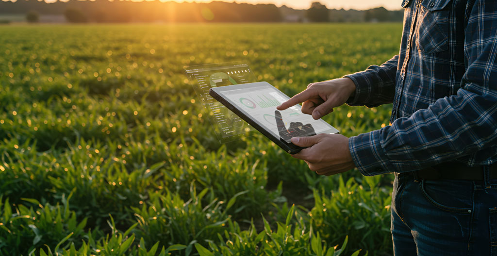 Écran d'interface logicielle affichant un registre de traçabilité agricole avec parcelles et dates d'intervention